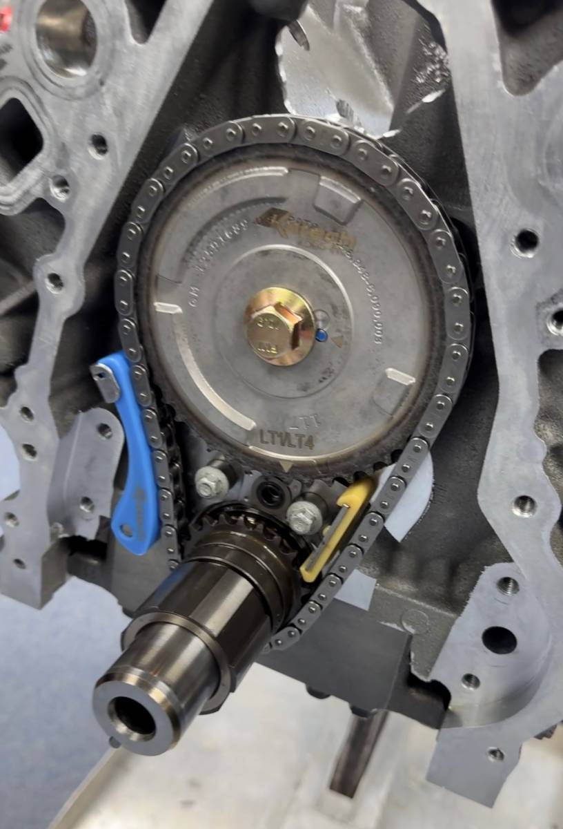 Katech LT TIming chain guide installed on engine